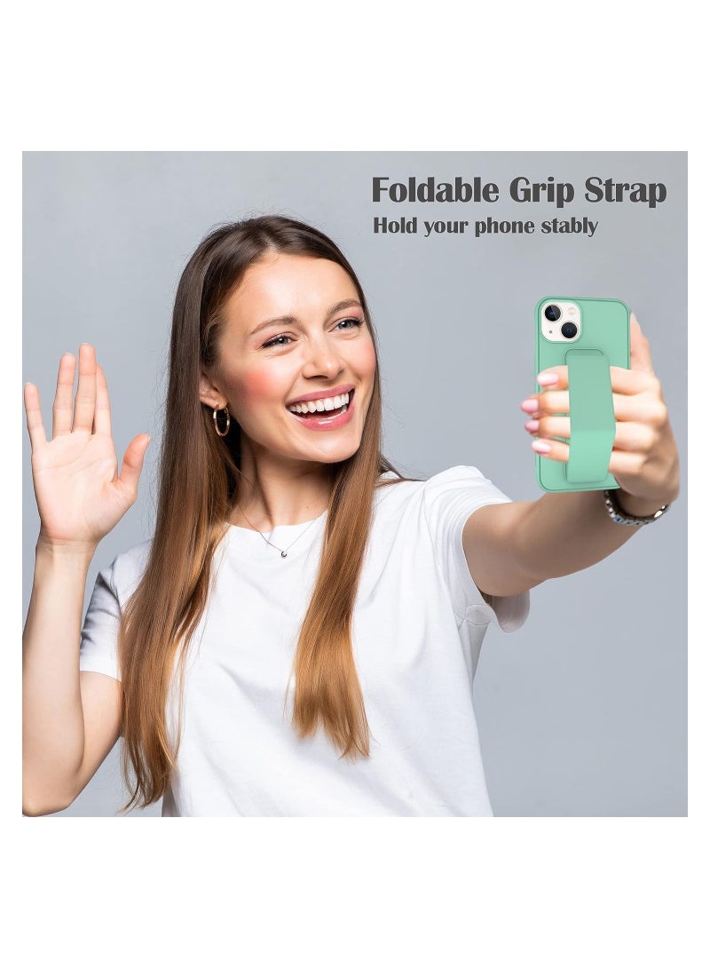 Case Compatible with iPhone 15 Plus Case Cover Magnetic Car Mount Kickstand & Holder, Premium Silicone Vertical & Horizontal Hand Strap and Grip with Multi Stand (Mint) - Image 4