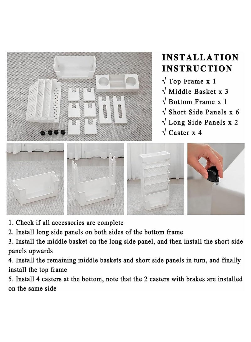 Movable Storage Bookshelf Magazine Rack Book Carts with Wheel 5-Tier Large Capacity Mobile Rotating Bookshelf Floor Standing Simple Household Bookcase - Image 5