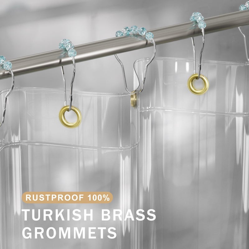 AmazerBath Shower Curtain Liner, 100% EVA Silky Soft Clear Heavy Duty Shower Curtain and Liner 2-in-1, 72x72 Luxury Plastic Weighted Bathroom Shower Liner, 12 Rustproof Grommets & 3 Heavyweight Stones - Image 4