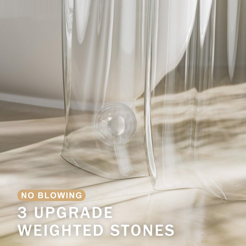 AmazerBath Shower Curtain Liner, 100% EVA Silky Soft Clear Heavy Duty Shower Curtain and Liner 2-in-1, 72x72 Luxury Plastic Weighted Bathroom Shower Liner, 12 Rustproof Grommets & 3 Heavyweight Stones - Image 3
