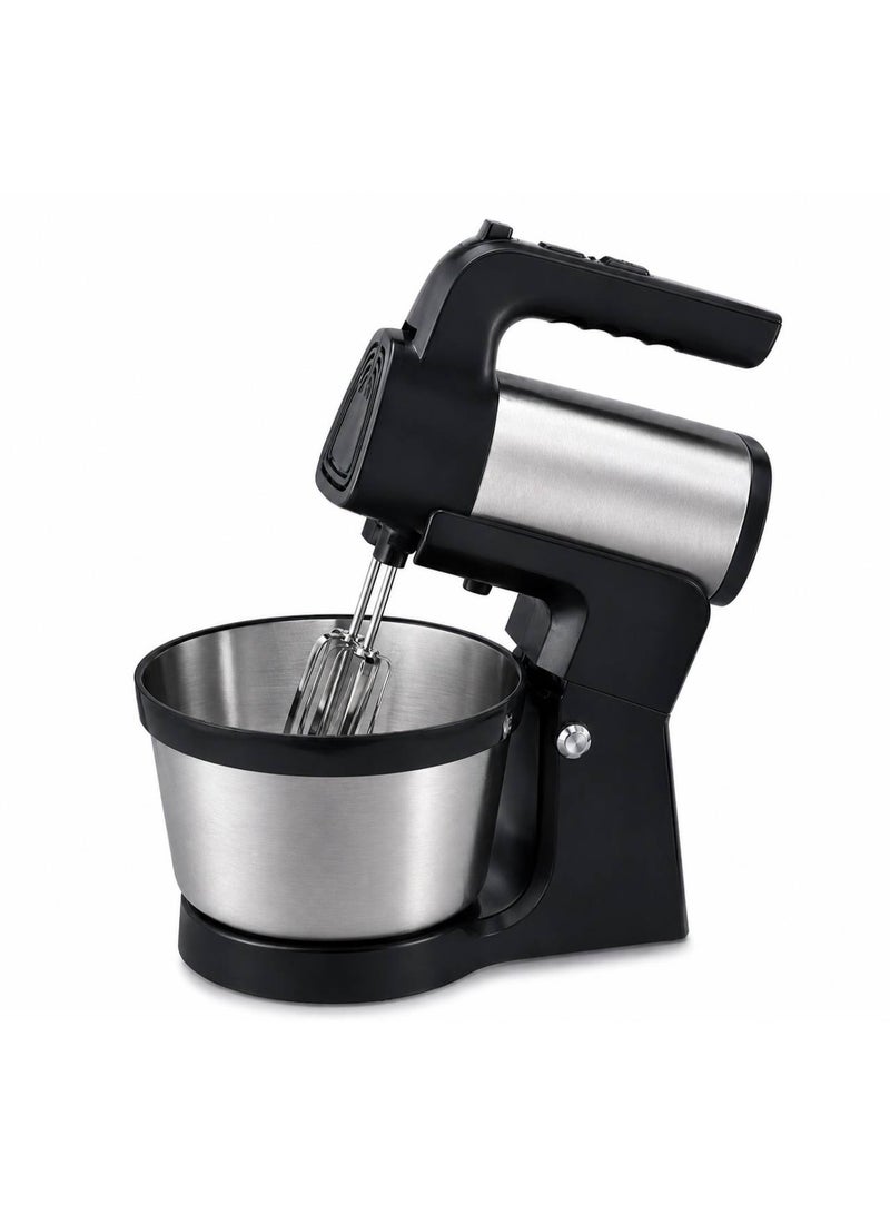 Electric Mixer Home Mixer, 6 Liter, 7 Speeds, 2000 Watts, Black and Silver, with 3 Attachments for Kneading, Whisking and Beating Eggs