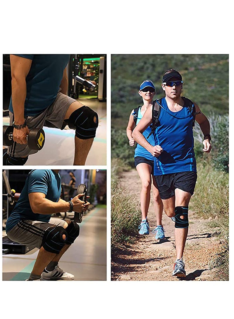SYOSI دعامة دعم الركبة فتح الرضفة وسادات هلامية دعامة الركبة مثبتات جانبية قابلة للتعديل وقابلة للتنفس لدعم الركبة، تخفيف ألم المفاصل والتعافي من الإصابات للرجال والنساء زرقاء(1 قطعة) - Image 5