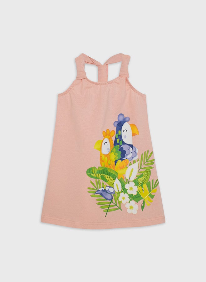 فستان سلمون بلا أكمام للبنات