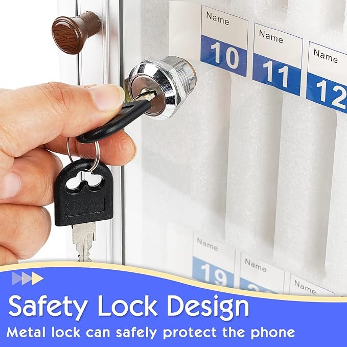 VPGS Cell Phone Locker Box Aluminum Alloy Cell Phones Storage Cabinet Pocket with Lock Desktop Wall Mobile Phone Holder Cell Phone Lock Box for Classroom Office24 Slots - Image 3