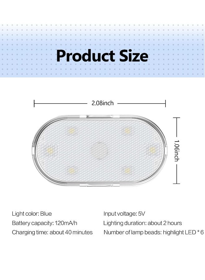 Loquat Car LED Lights, Interior Portable Small Incar LED Touch Lights with 6 Bright LED Lamp Beads, USB Rechargeable Lighting Light Car Emergency Light (Purple Light) - Image 2