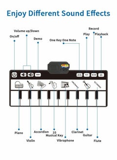 MIXDE Toddler Musical Mats with Music Sounds with 10 Keys, Musical Toys Kids Music Piano Keyboard Dance Mat Carpet Touch Playmat Birthday Gift Toys for Baby Girls Boys 30*80CM  - Image 2