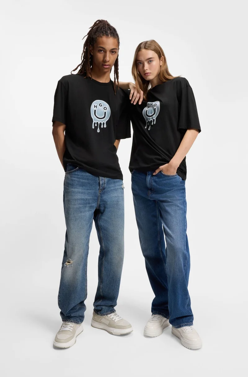 HUGO All-gender cotton-jersey T-shirt with graphic print