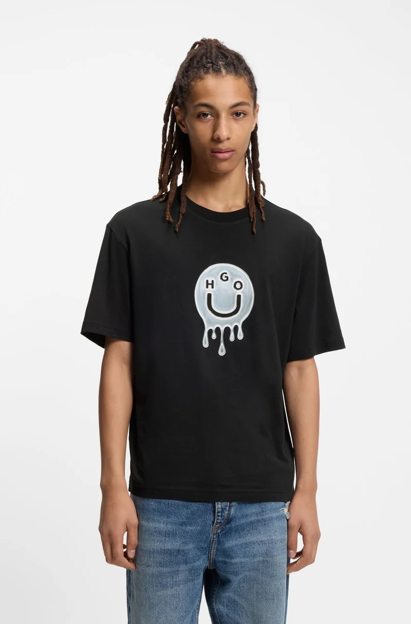 HUGO All-gender cotton-jersey T-shirt with graphic print