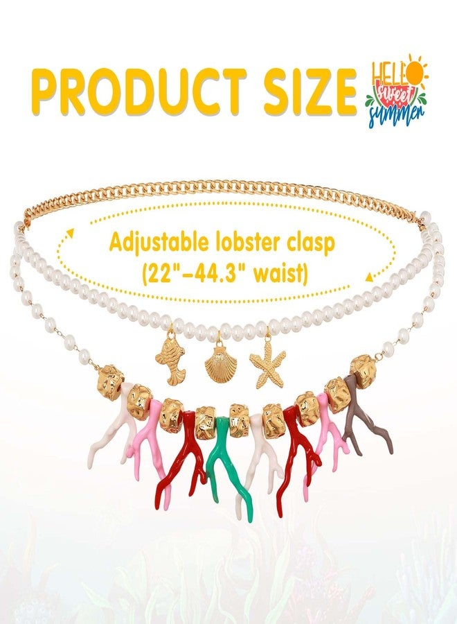 ELABEST Coralline Belly Chain Layered Colorful Beads Waist Chain Mermaid Summer Beach Stomach Jewelry for Women (Double-layer) - Image 4
