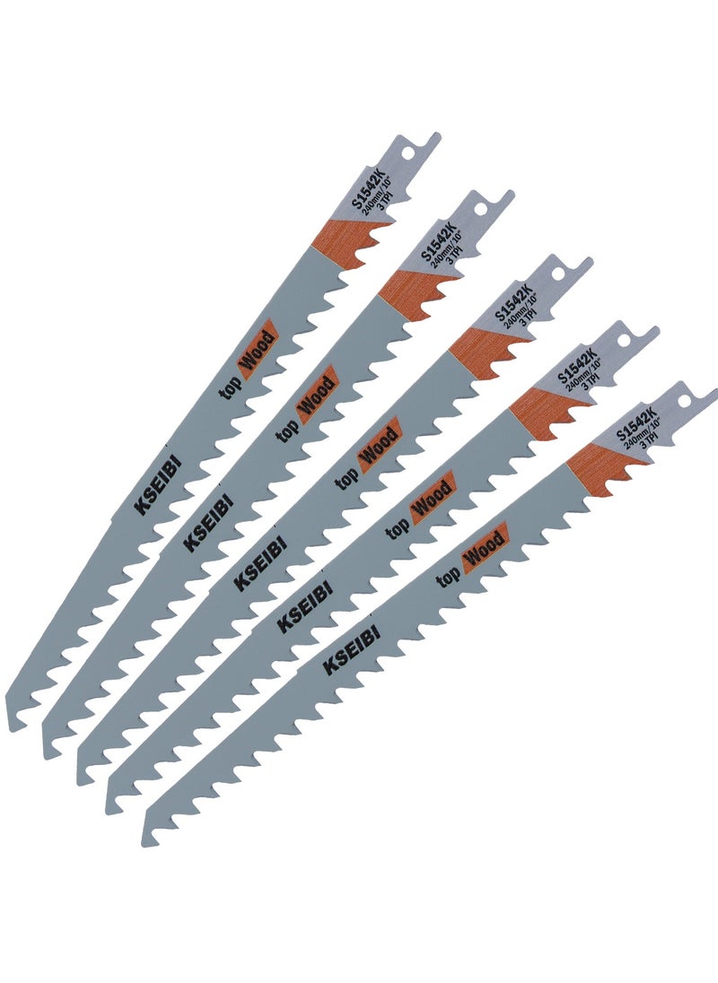 KSEIBI Wood Cutting Saw 240MM Stainless Steel Reciprocating Saw Blades S1542K - 5 Pcs, Durable and Versatile Cutting Blades  - Image 1