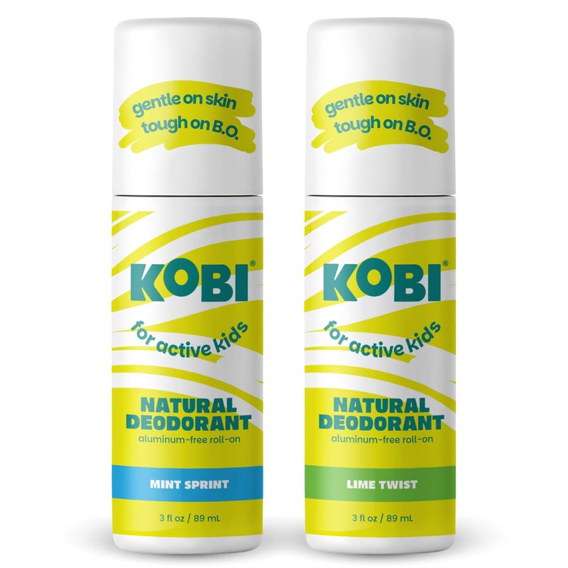 Kobi Deodorant for Active Kids, Teens, Boys, Girls - Natural, Aluminum-Free, Sport Strength - Fresh Variety 2-Pack - Image 1