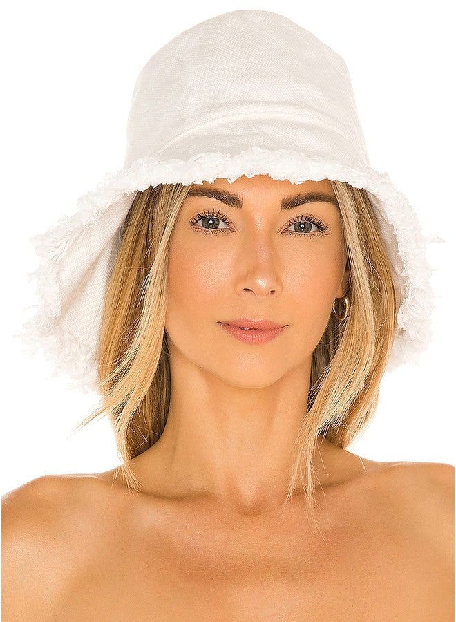 UTOWO Frayed-Edge-Bucket-Hat-Summer Distressed-Beach-Sun-Hat-for-Women Men Teens Girls- Floppy Wide-Brim Fisherman Cap(Size: 7 1/8) White - Image 4