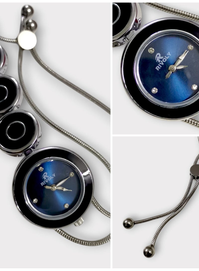 Rivoly Elegant women's stainless-steel set consisting of a waterproof watch with a set of bracelets, rings, necklaces, and earrings - Image 2