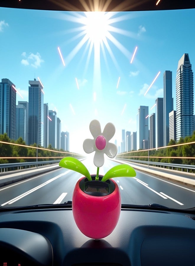 Junfamilee Rose Red Solar Dancing Flower for Car Decor Funny Gifts for Friends Solar Power Kits Car Dashboard Decorations - Funny Solar Powered Dancing Flower Pot Flower Swinging Toy Decoration - Image 5