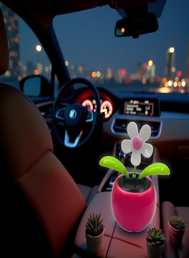 Junfamilee Rose Red Solar Dancing Flower for Car Decor Funny Gifts for Friends Solar Power Kits Car Dashboard Decorations - Funny Solar Powered Dancing Flower Pot Flower Swinging Toy Decoration - Image 3