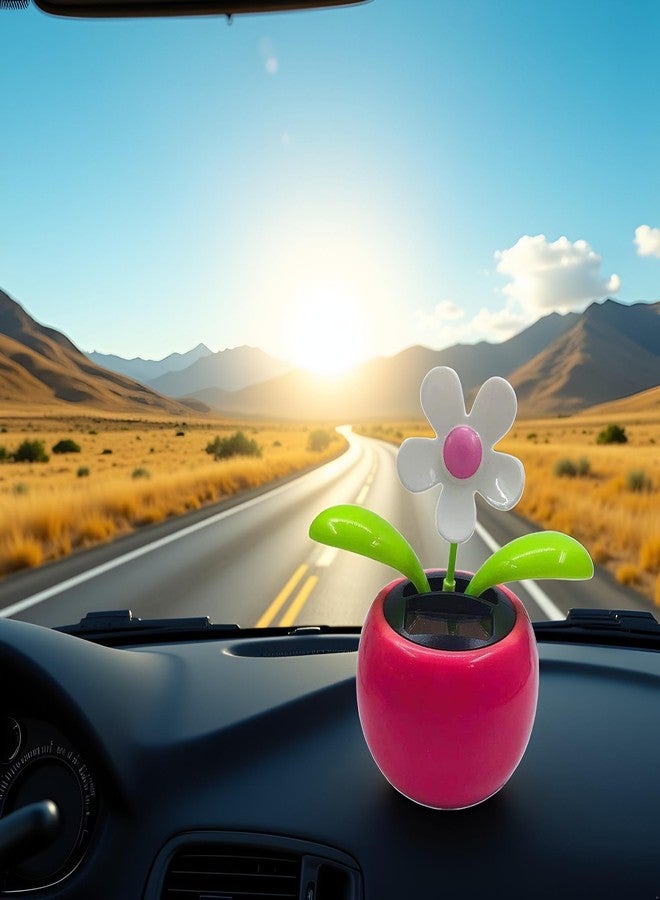Junfamilee Rose Red Solar Dancing Flower for Car Decor Funny Gifts for Friends Solar Power Kits Car Dashboard Decorations - Funny Solar Powered Dancing Flower Pot Flower Swinging Toy Decoration - Image 2