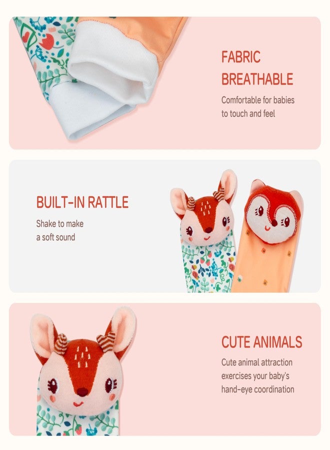 PADONISE Lovely Animal Wrist Rattles & Sock Toy for Baby Infant 0-6 6-12 Month Old Newborn Soft Toy Hand and Foot Finder Girl Boy Birthday Shower Easter Gift Set for Babies - Image 3