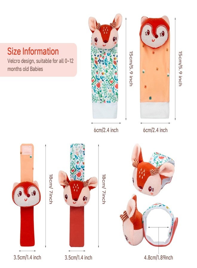 PADONISE Lovely Animal Wrist Rattles & Sock Toy for Baby Infant 0-6 6-12 Month Old Newborn Soft Toy Hand and Foot Finder Girl Boy Birthday Shower Easter Gift Set for Babies - Image 2