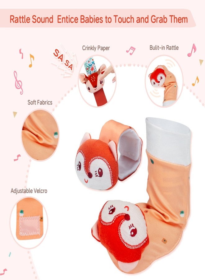 PADONISE Lovely Animal Wrist Rattles & Sock Toy for Baby Infant 0-6 6-12 Month Old Newborn Soft Toy Hand and Foot Finder Girl Boy Birthday Shower Easter Gift Set for Babies - Image 4