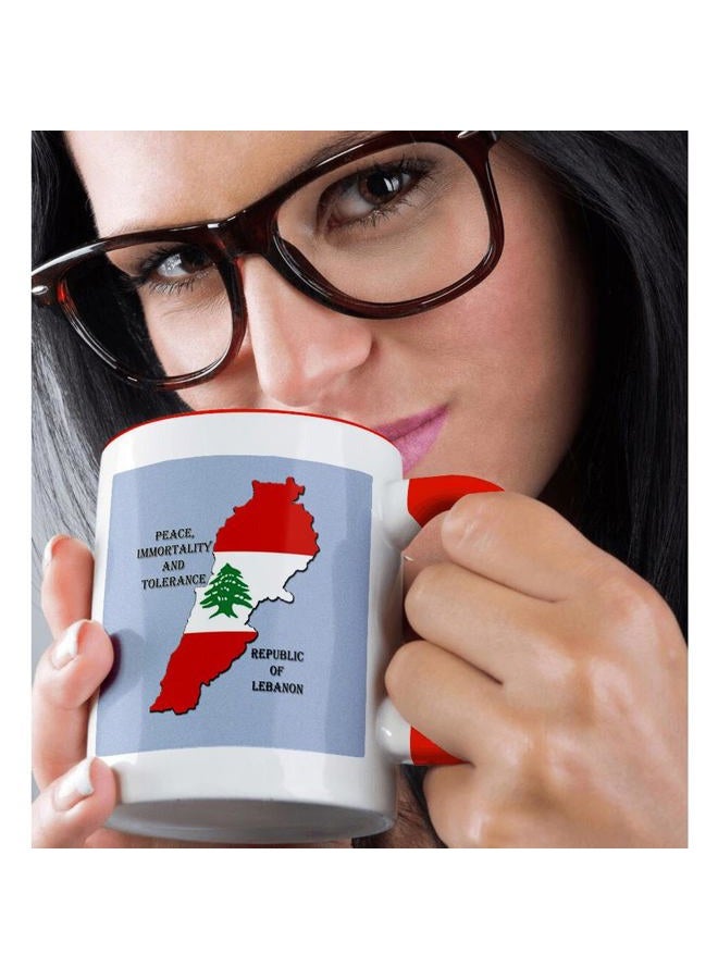 3DROSE mug_210486_5 Flag of Lebanon Map - Two Tone Red Mug, 11oz - Image 2