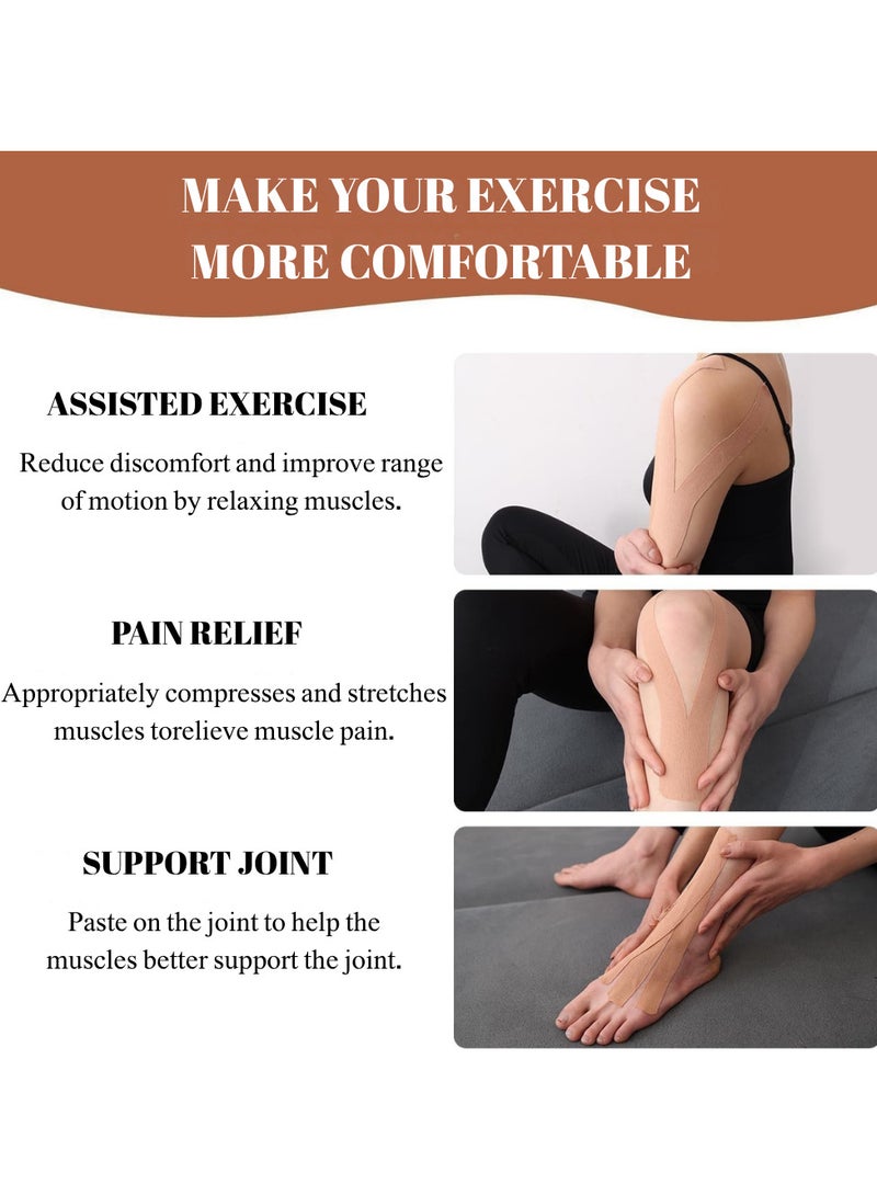 ماكدو مجموعة من قطعتين من شريط الحركة - مضاد للحساسية، علاجي، ومقاوم للماء، ومقاوم للتعرق لتخفيف آلام العضلات، والتعافي من الإصابات في صالة الألعاب الرياضية، وكرة القدم، والتنس، والسباحة - Image 4