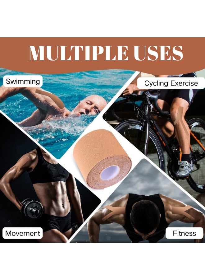 ماكدو مجموعة من قطعتين من شريط الحركة - مضاد للحساسية، علاجي، ومقاوم للماء، ومقاوم للتعرق لتخفيف آلام العضلات، والتعافي من الإصابات في صالة الألعاب الرياضية، وكرة القدم، والتنس، والسباحة - Image 5