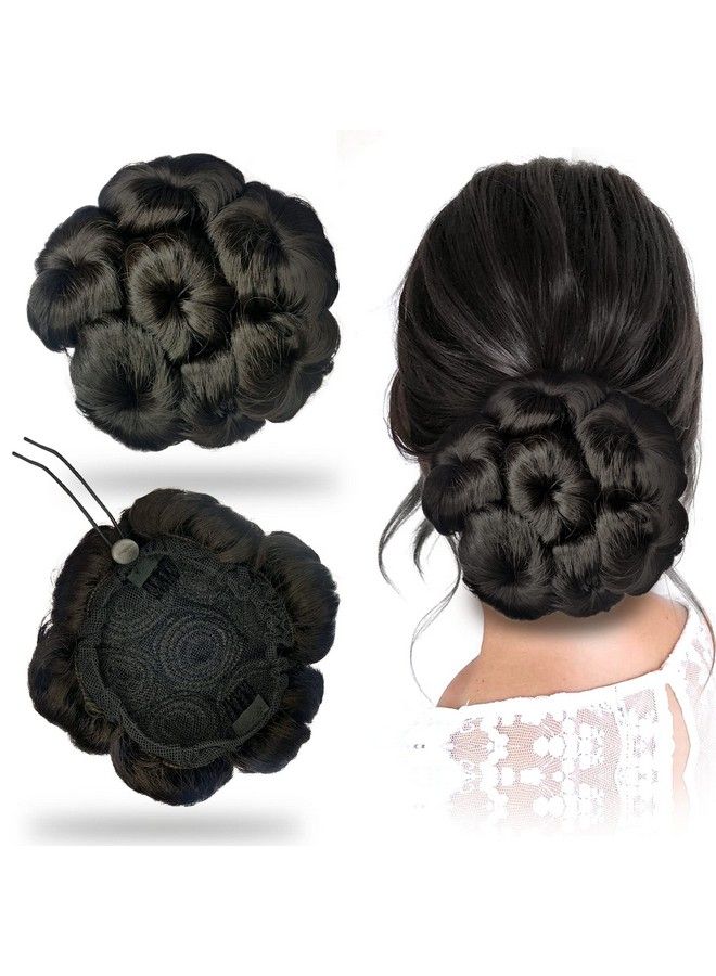 Sanas Fake Bun 1Pc Black Hair Wig Synthetic Clip In Hair Extensions Bun Wigs For Women Diy Bun Maker Ladies Hair Accessories Womens Black Bun Wig Faux Hair Bun Donut Hair Bun 1Pc - Image 1