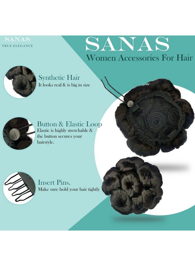 Sanas Fake Bun 1Pc Black Hair Wig Synthetic Clip In Hair Extensions Bun Wigs For Women Diy Bun Maker Ladies Hair Accessories Womens Black Bun Wig Faux Hair Bun Donut Hair Bun 1Pc - Image 4