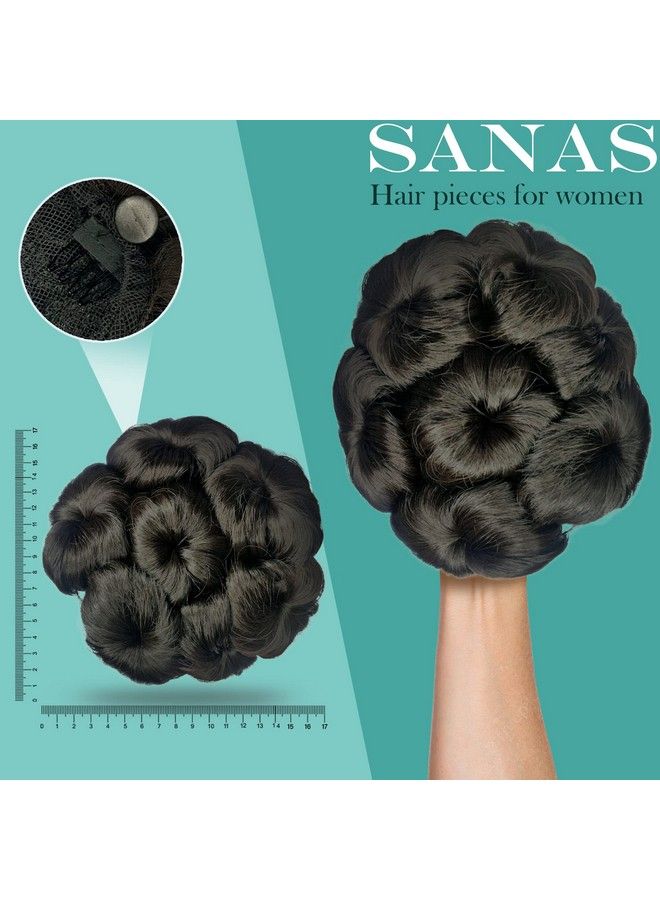 Sanas Fake Bun 1Pc Black Hair Wig Synthetic Clip In Hair Extensions Bun Wigs For Women Diy Bun Maker Ladies Hair Accessories Womens Black Bun Wig Faux Hair Bun Donut Hair Bun 1Pc - Image 3