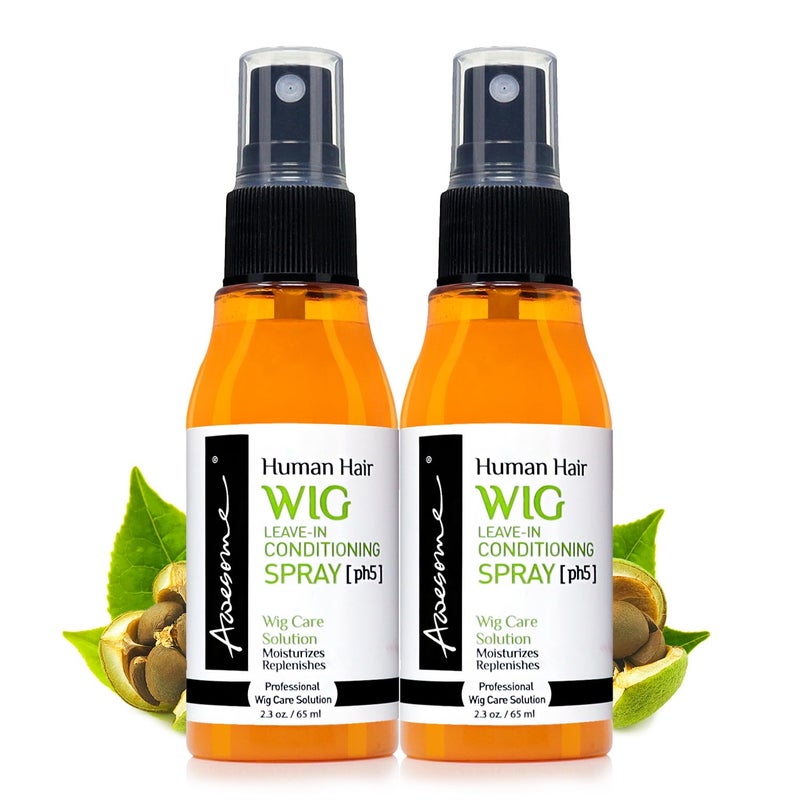 Awesome Human Hair Wig Leave in Conditioner Spray, pH5, Promoting Silkiness, Shine & Freshness I Preventing Dryness, Travel size 2.3 fl oz (1 set of 2)