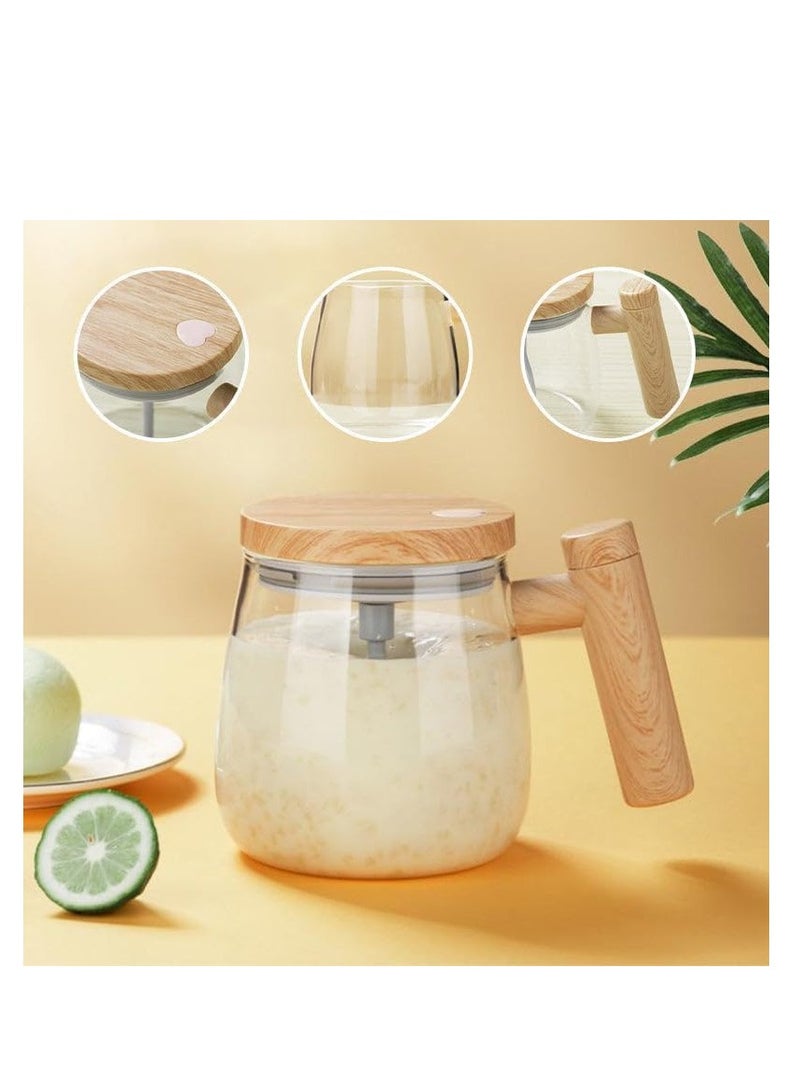 كوب بمقبض وغطاء، كوب خلط كهربائي ذاتي التحريك، كوب قهوة كهربائي عالي السرعة، كوب خلط ذاتي قابل للحمل لمسحوق بروتين الحليب والقهوة - Image 3