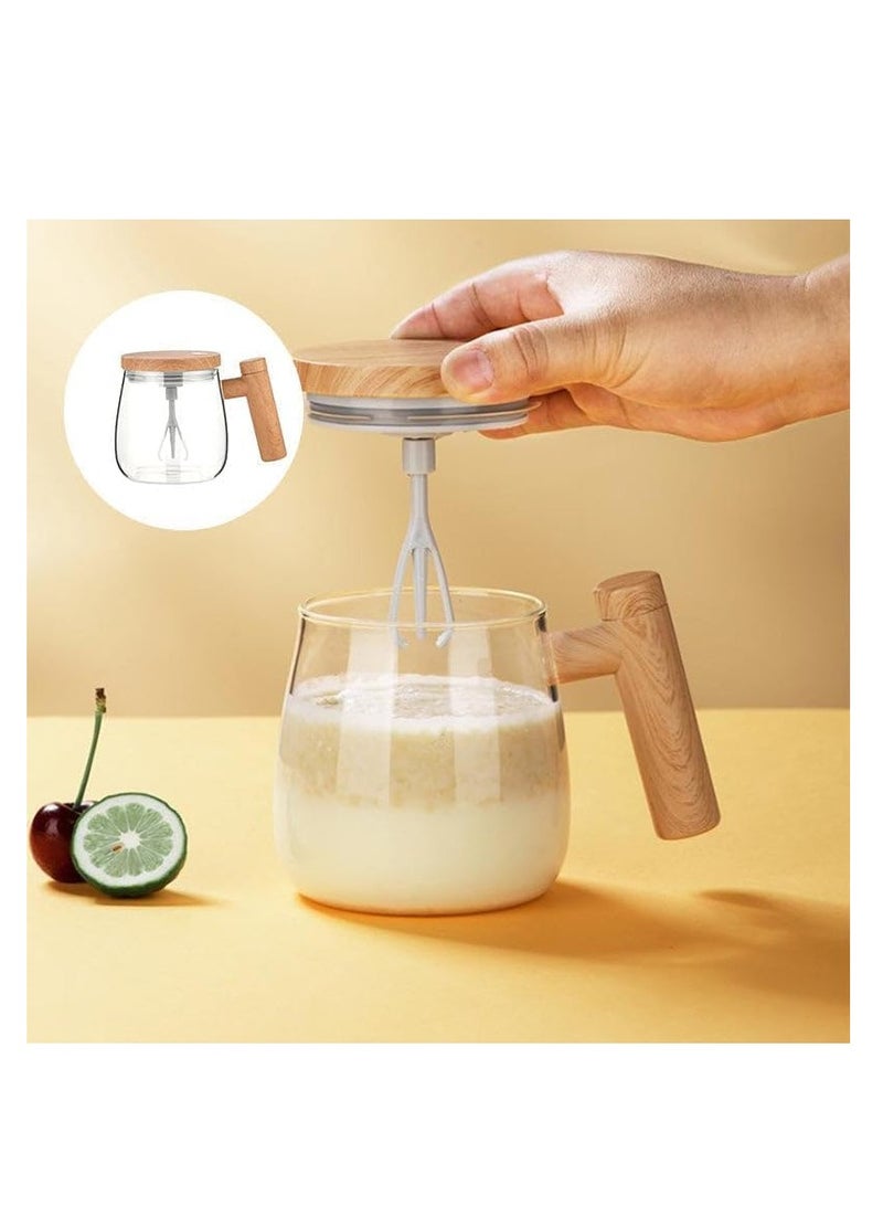 كوب بمقبض وغطاء، كوب خلط كهربائي ذاتي التحريك، كوب قهوة كهربائي عالي السرعة، كوب خلط ذاتي قابل للحمل لمسحوق بروتين الحليب والقهوة - Image 4