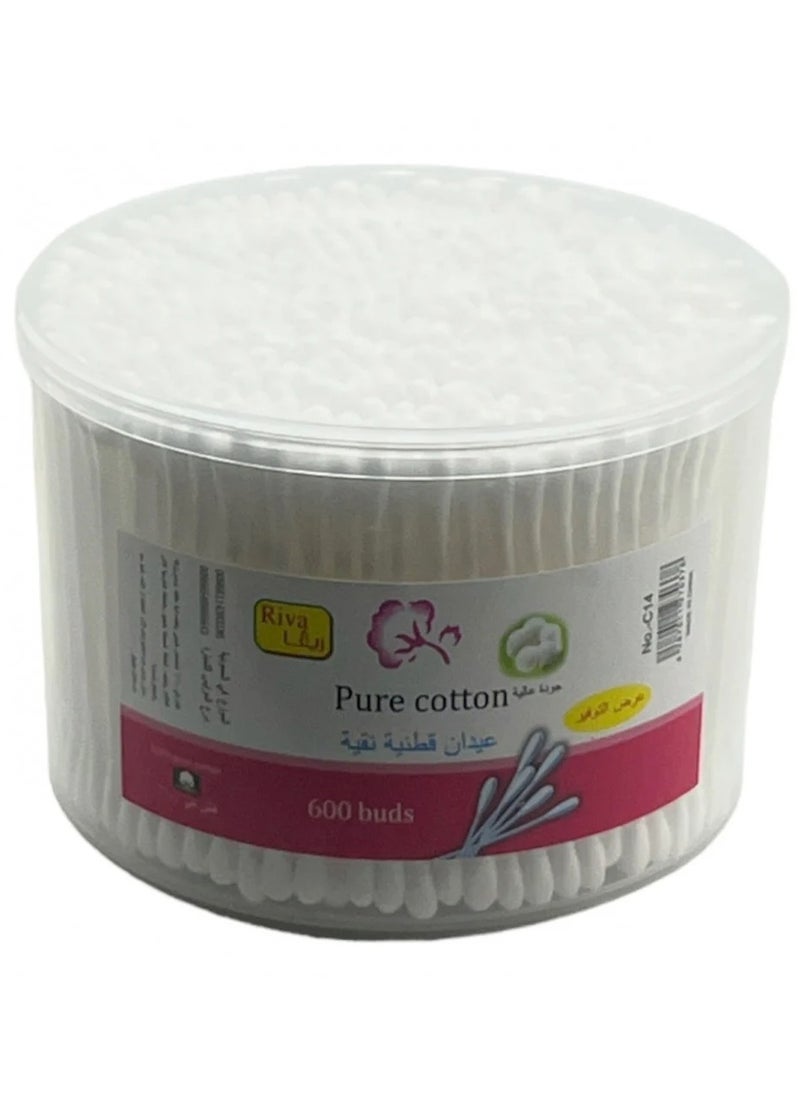 Riva Pure Cotton Swabs 600 Buds  - Image 1