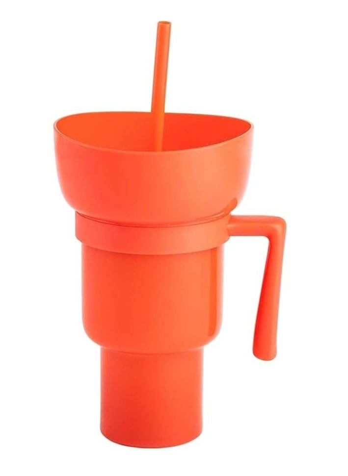 Spaceshoop Reusable Plastic Cups, 2 in 1 Snack Cups, Popcorn Tumbler, Plastic Stadium Cup, Portable Drink Cup Splash Proof Leakproof for Cinema Travel  - Image 2