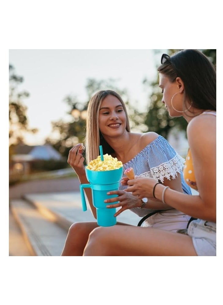 Spaceshoop Reusable Plastic Cups, 2 in 1 Snack Cups, Popcorn Tumbler, Plastic Stadium Cup, Portable Drink Cup Splash Proof Leakproof for Cinema Travel  - Image 3