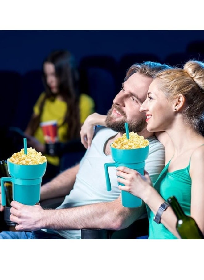 Spaceshoop Reusable Plastic Cups, 2 in 1 Snack Cups, Popcorn Tumbler, Plastic Stadium Cup, Portable Drink Cup Splash Proof Leakproof for Cinema Travel  - Image 5