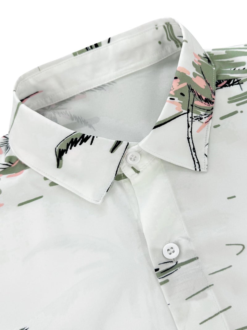 Comdecevis Men's Hawaiian Floral Shirts Short Sleeve Button Down Tropical Summer Beach Shirts Coconut Tree White XX-Large - Image 5