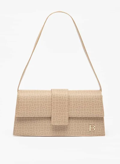 Flora Bella By Shoexpress Women Textured Shoulder Bag with Button Closure and Metallic Accent