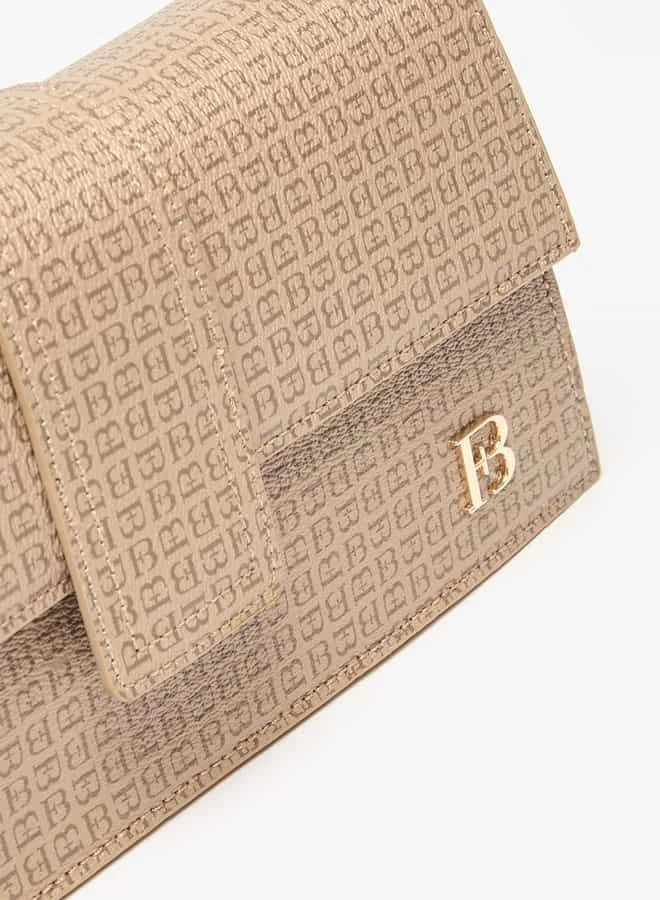 Flora Bella By Shoexpress Women Textured Shoulder Bag with Button Closure and Metallic Accent
