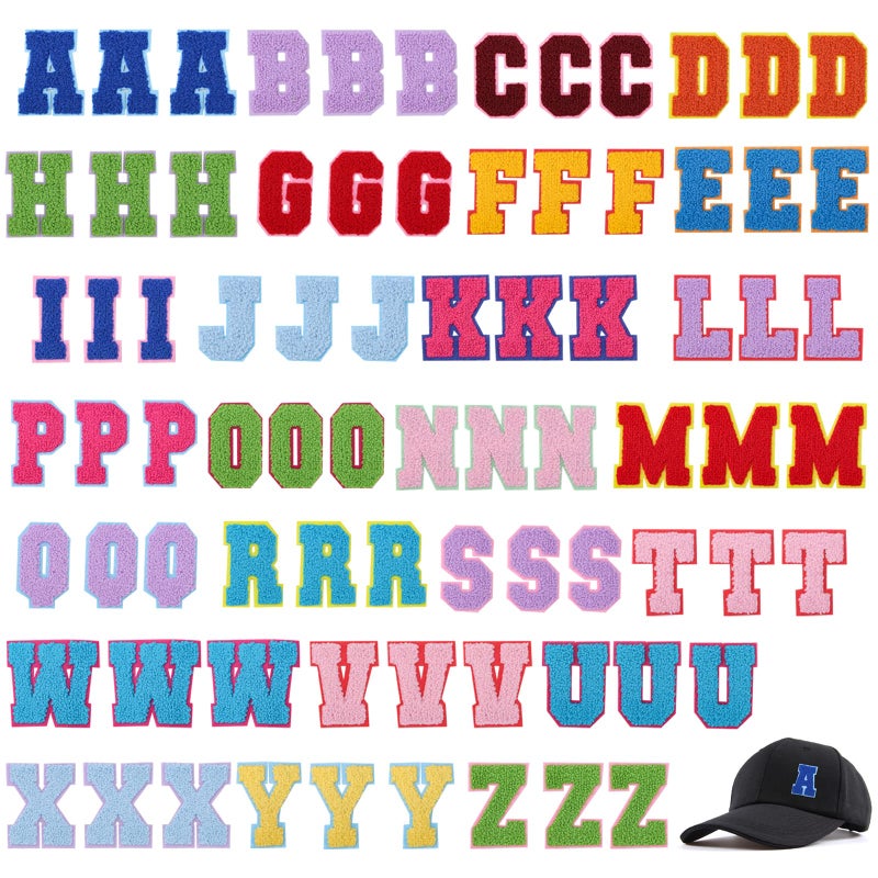 78PCS Ironon Letter Patches AZ Embroidered Alphabet Applique Sewon Letter Patches with Ironon Adhesive for Decorating Repair Hats Shirts Jeans Bags