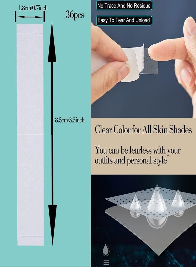 KITSSENTIAL Womens Clear Double Sided Fashion Beauty Tape For Clothing And Body - 36 Strips - Fashion Dressing Tape/Invisible Double-Sided Body Tape (Fabric And Skin Friendly) | Transparent - Image 2