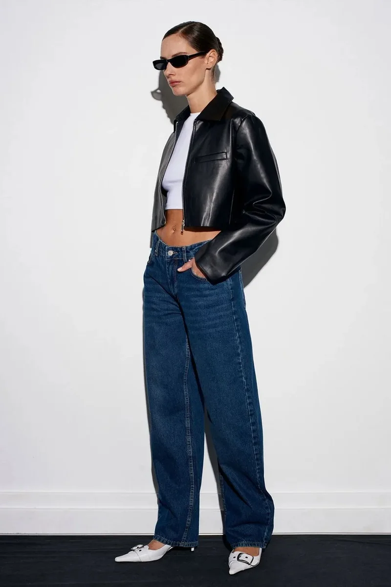 Dilvin Mid Blue Denim DILVIN Women’s Low-Waist Wide-Leg Jeans for Women | Best Price UAE