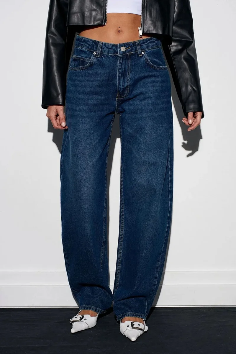 Dilvin Mid Blue Denim DILVIN Women’s Low-Waist Wide-Leg Jeans for Women | Best Price UAE