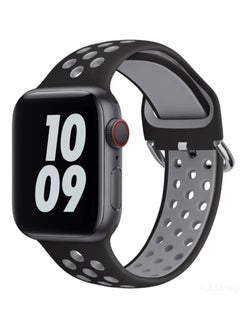 FITIT FITIT Bands for Apple Watch Series 3 and Above.(41mm 38mm and 40mm cases), Soft Silicone Breathable Wristband Replacement Strap, Black and Grey  - Image 1