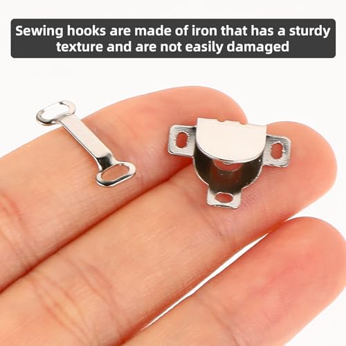 Hariendny 10 Set Hooks and Eyes Closure for Trousers, Skirt, Dress, Pants Sewing - Hook and Eye Closures for Clothing (Silver) - Image 3