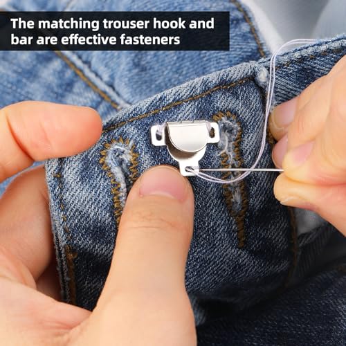 Hariendny 10 Set Hooks and Eyes Closure for Trousers, Skirt, Dress, Pants Sewing - Hook and Eye Closures for Clothing (Silver) - Image 4