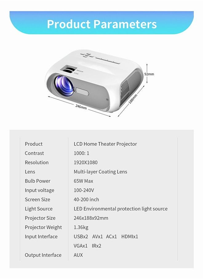 Portable Projector Wifi Android Full Hd Led 1920x1080p 5000 Lum