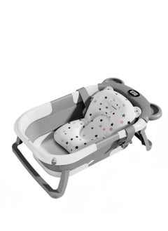 Beauenty Foldable Baby Bathtub, Collapsible Baby Bath Tub Set for Newborn to Toddler, Portable Travel Bathtub with Drain Hole, Durable Baby Tubs for Infants to Toddler with Non-Slip Mat (grey)  - Image 1