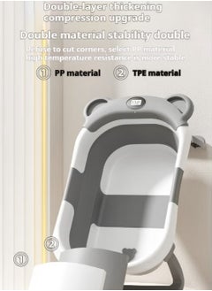 Beauenty Foldable Baby Bathtub, Collapsible Baby Bath Tub Set for Newborn to Toddler, Portable Travel Bathtub with Drain Hole, Durable Baby Tubs for Infants to Toddler with Non-Slip Mat (grey)  - Image 4