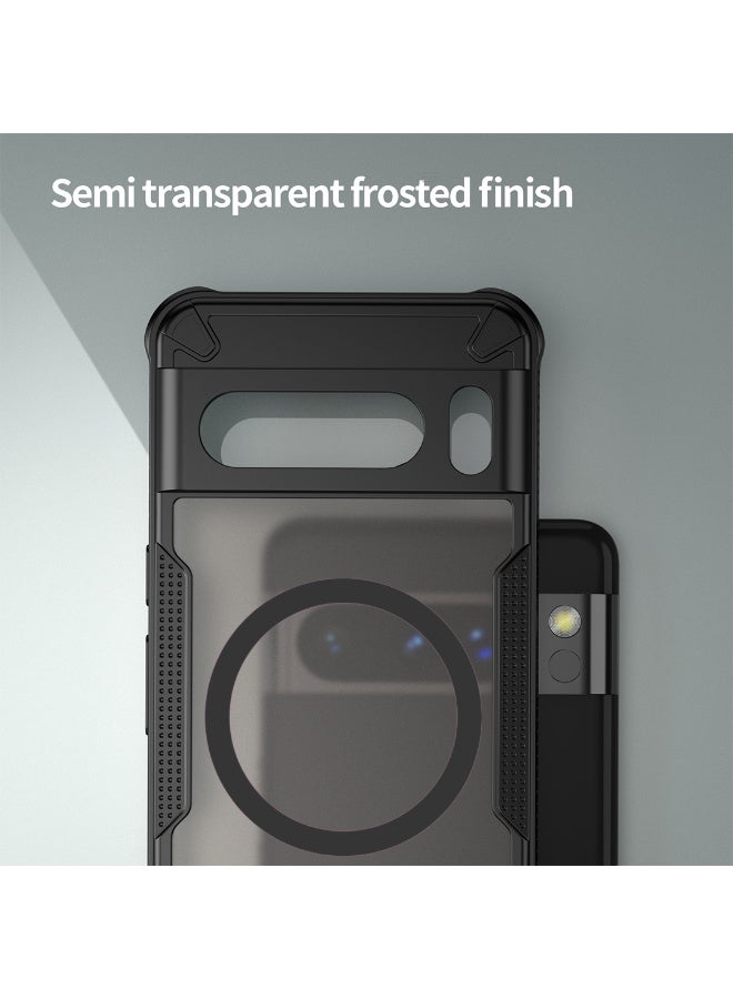 Cover For Google Pixel 8 Pro Armor Glaze Magnetic Phone Case Raised edges around the screen and camera lens help prevent scratches - Black - Image 3